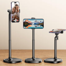 DIMONCOAT Phone Stand for Desk, Angle Height Adjustable Phone Holder for Desk, Aluminum Alloy Universal iPhone Holder, Retractable Cell Phone Stand Recording Office for iPhone 17 16 15 Pro Max S26