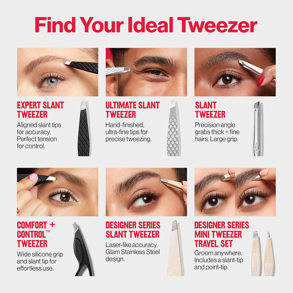 Revlon Expert Slant Tweezer with High Precision and Easy Hair Removal in Stainless Steel for Women and Men