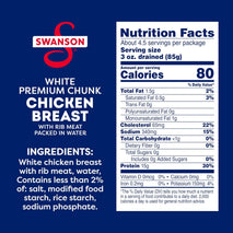 Swanson White Premium Chunk Chicken Breast with Rib Meat in Water, 12.5 oz (Pack of 2) for Salads or Recipes