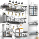 Shower Caddy Adhesive Shower Organizer 7-Pack, Rustproof Stainless Steel Bathroom Shelves, Large Capacity No-Drill Rack Storage Accessories with Soap Dish Toothbrush Holder &24 Hooks Home Decor