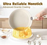 SENSARTE 24-piece non-stick cookware set with detachable handle, induction compatible, RV safe, dishwasher and oven safe (white)