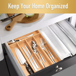 Bamboo Silverware Organizer for Kitchen Drawer with 5 Slots
