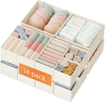 14 Pack Beige Drawer Organizer for Baby Clothes and Storage