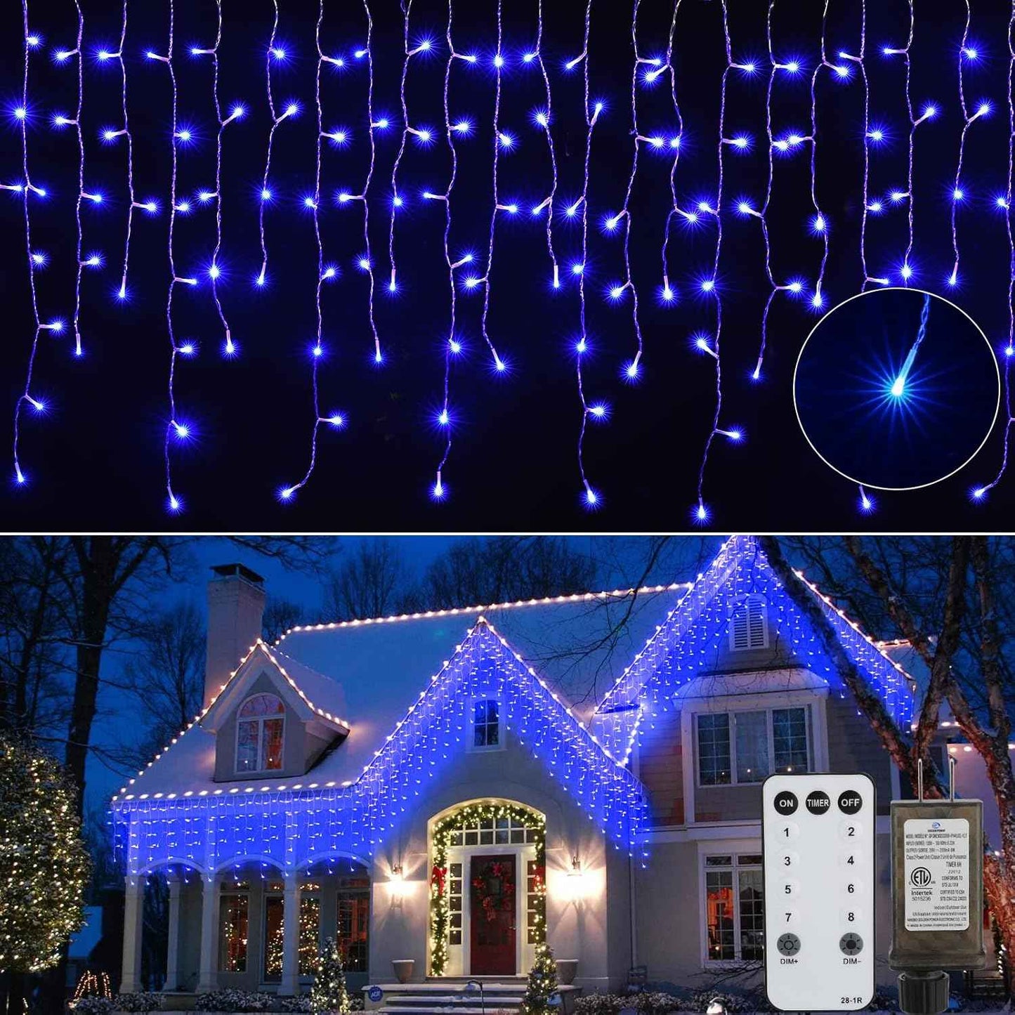 Brightown 40FT Warm White Icicle Christmas Lights, 432 LED Outdoor Waterproof String Lights with 81 Drops, 8 Modes, Timer, Connectable, Remote Included