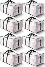 Heavy Duty Moving Bags with Strong Zipper and Handles - 8 Pack - Semi-Transparent