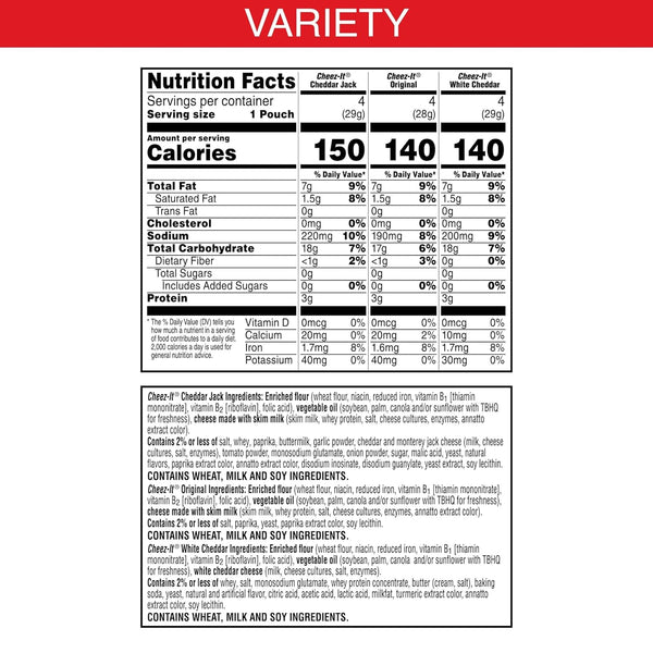 Cheez-It Cheese Crackers Variety Pack 12.1oz Box 12 Packs