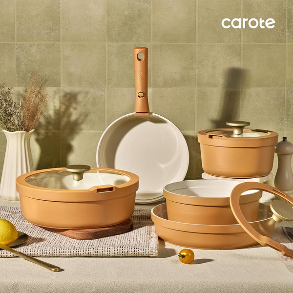 20-piece ceramic cookware set with detachable handles and non-stick coating