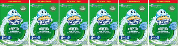 Scrubbing Bubbles Continuous Clean Toilet Drop-Ins, Automatic Blue Toilet Bowl Cleaner, Septic-Safe Tank Tablets Remove Hard Water Minerals & Limescale, Stain & Smell Protection, 5 Count (Pack of 1)