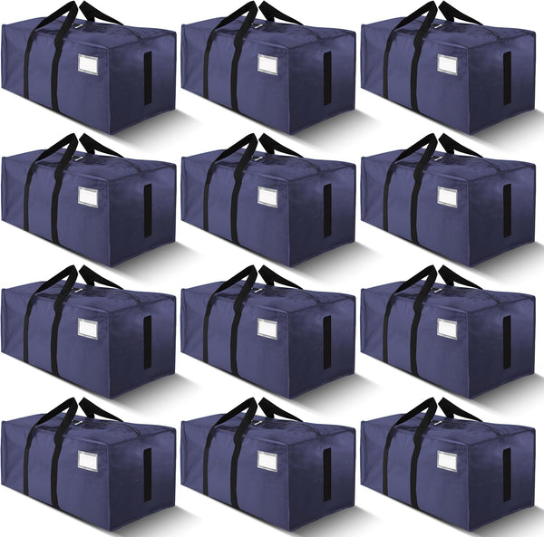 Heavy Duty Moving Bags with Strong Zipper and Handles - 8 Pack - Semi-Transparent
