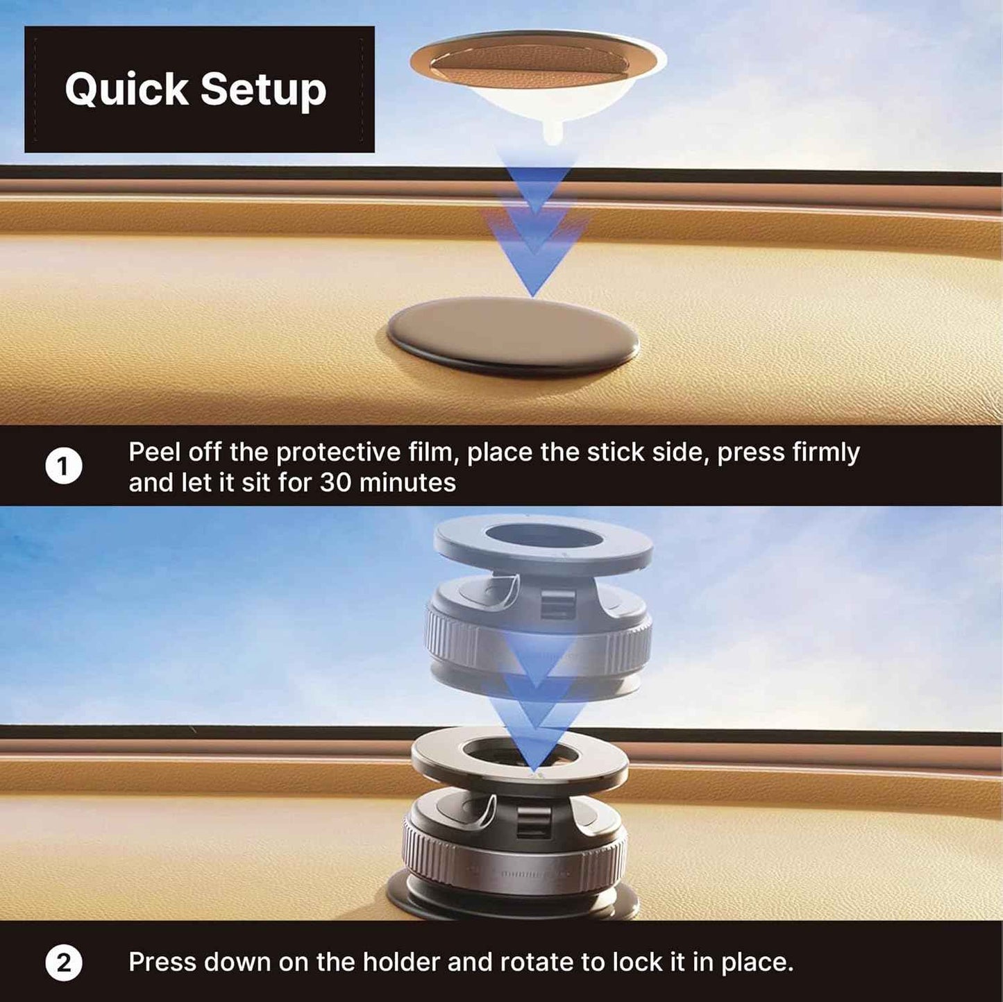 Vacuum Magnetic Phone Holder for Car, 360 Rotating Adjustable Magnetic Phone Holders for Your Car, Foldable Car Mount for iPhone, (Black)