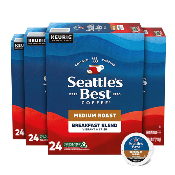 Seattle's Best Coffee, Medium Roast K-Cup Coffee Pods, Breakfast Blend, 100% Arabica, 6 Boxes