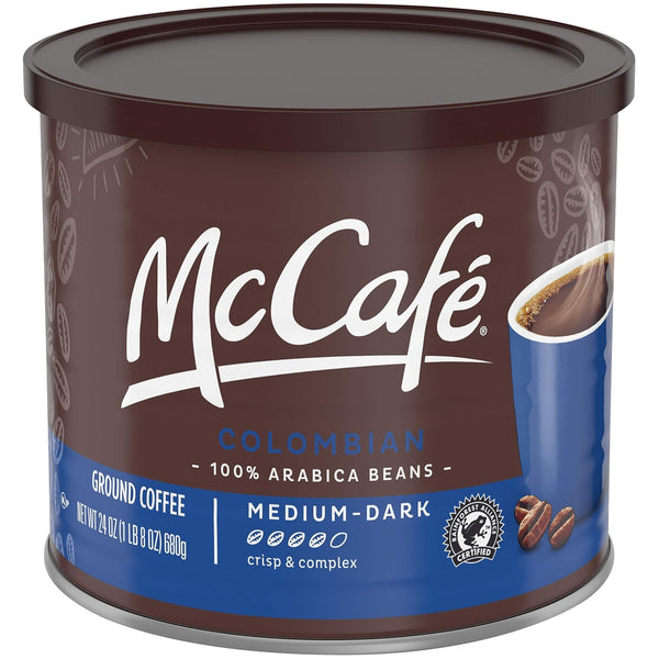 McCafe Colombian Medium-Dark Roast Ground Coffee, 24 oz Canister