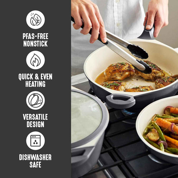 GreenLife 8-Piece Ceramic Nonstick Cookware Set - PFAS-Free, Induction Suitable, Dishwasher Safe