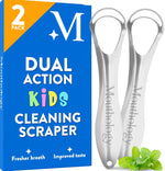 Mouthology 2-pack tongue scraper for adults, metal, stainless steel, tongue cleaner for hygiene
