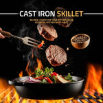 Utopia Kitchen Cast Iron Skillets 12 Inch, Chef's Pan, Pre-Seasoned Frying Pan, Stovetop, Oven, Campfire and Grill Large Skillet, Even Heat Distribution Multipurpose Cast Iron Pan - Black