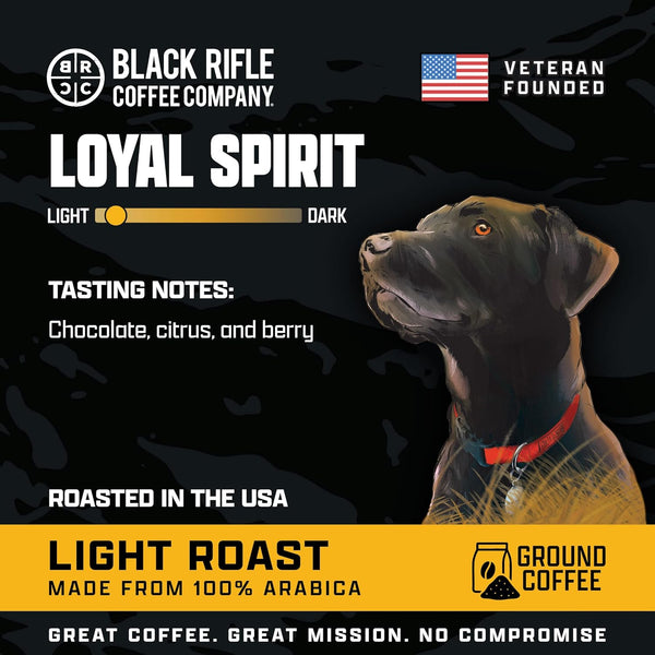 Black Rifle Coffee Company Loyal Spirit Light Roast Ground Coffee - Arabica Beans from Colombia & Brazil, Veteran-Founded