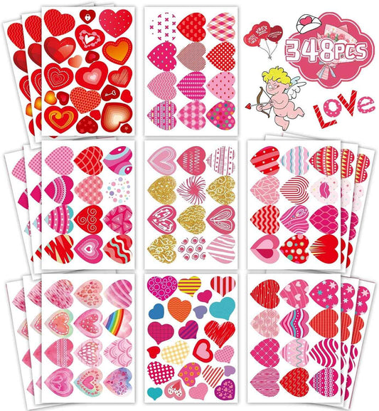 Heart Stickers for Kids, Valentines Day Colorful Heart Stickers Valentine's Day Love Decorative Stickers Valentine's Day Party Favors Supplies
