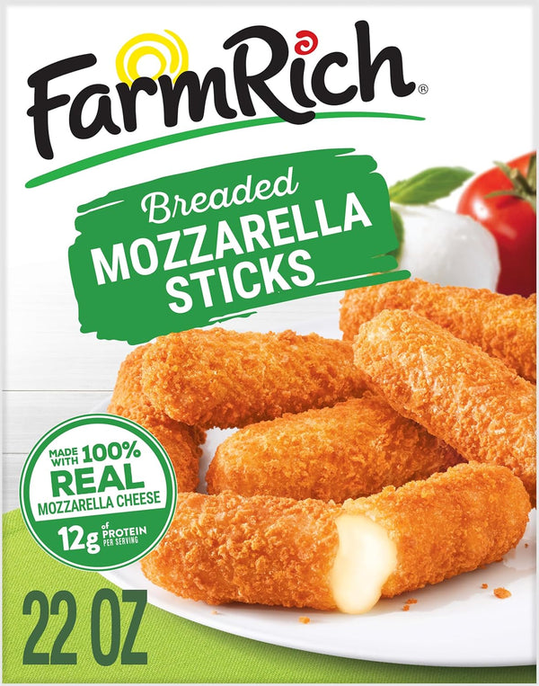 Farm Rich Breaded Mozzarella Cheese Sticks, 22 oz, Frozen Party Appetizer & Snack