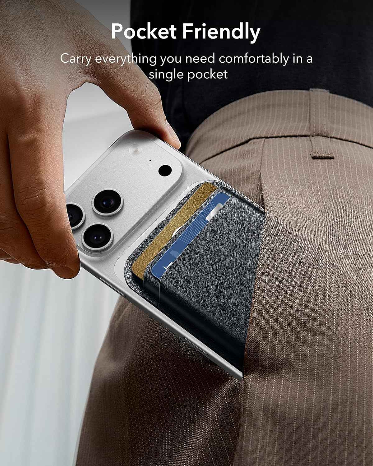 ESR for MagSafe Wallet, 5-Card Holder With RFID Blocking, MagSafe Sticker Included, Slim Magnetic Wallet for iPhone 17/16/15/14/13/12 Series and Selected Samsung Devices, Not for 13/12 Mini, Black