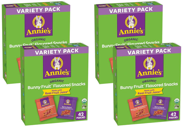 Annie's Organic Bunny Fruit Flavored Snacks, Summer Strawberry and Berry Patch Variety Pack, 42 Ct, 29.4 oz