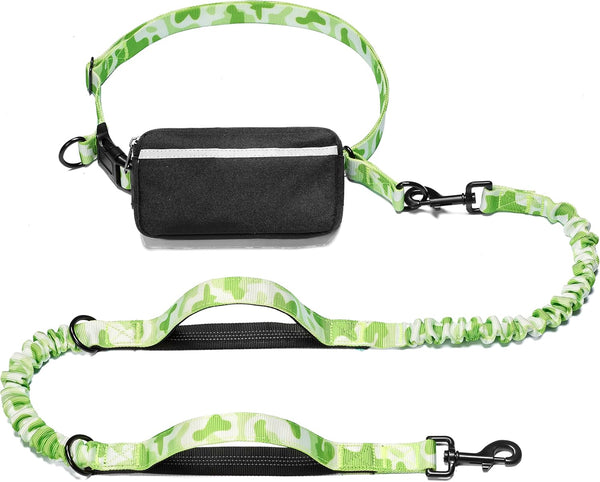 iYoShop hands-free dog leash with zipper pouch and dual padded handles for medium and large dogs (large, 25-120 lbs, black)