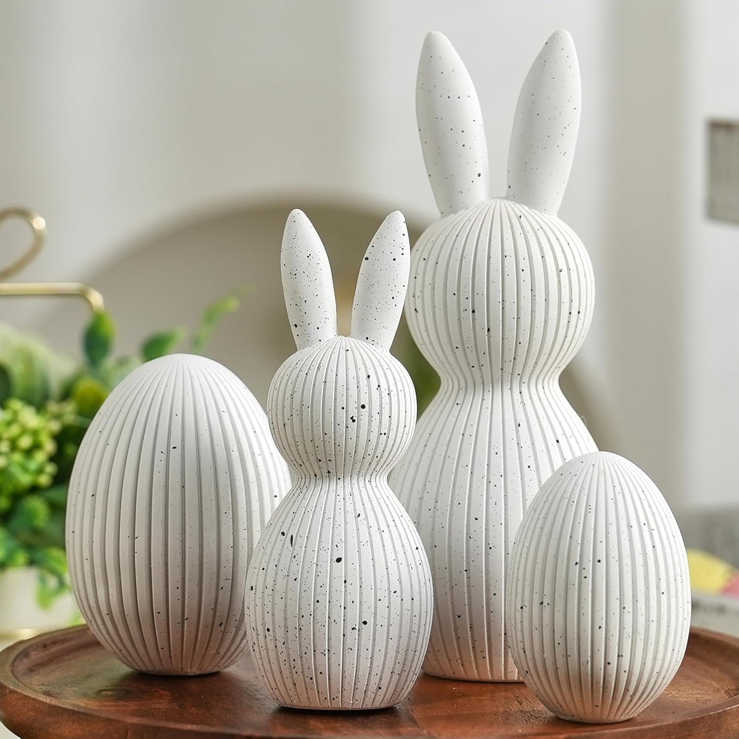 Resin Gold Bunny Decor Rabbit Figurines, Small Easter Bunny Figurine Set of 3, Easter Rabbit Statues for Spring Tabletop Decor