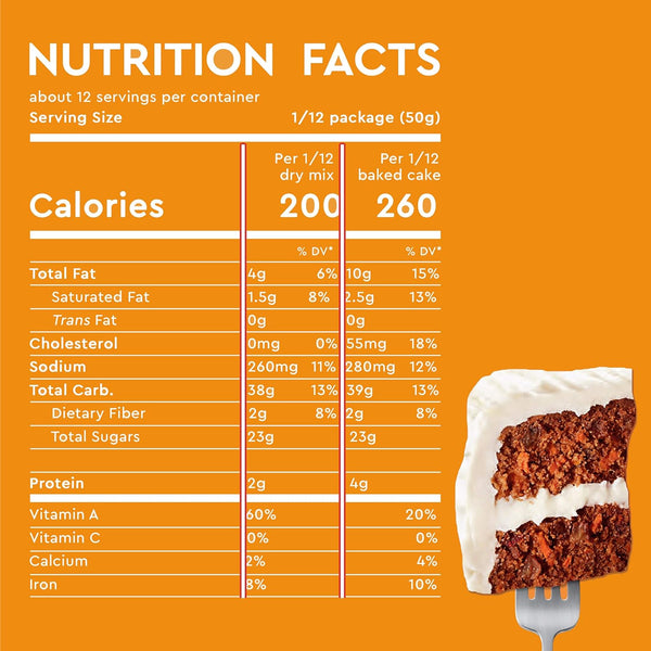 Duncan Hines Signature Carrot Cake Mix, 15.25 oz, Moist and Delicious, Made with Real Carrots, Layer Cake or Cupcakes