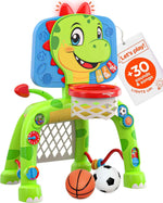 Move2Play, Giraffe Basketball Hoop & Soccer Goal Activity Center | 30+ Sounds & Lights | 1, 2, 3+ Year Old Gift & Birthday Present | 6, 12, 18, 24+ Month Toy For Baby, Toddler, Boys, & Girls