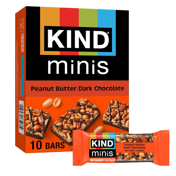 KIND Mini Snack Bars, Dark Chocolate Nuts & Sea Salt, 10 Count, Gluten Free, Low Sugar, Low Calorie