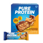 Pure Protein Chocolate Peanut Butter Protein Bars - 12 count - 20g Protein, 3g Sugar, 190 Calories - Gluten Free