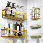 EUDELE Adhesive Shower Caddy, 5 Pack Rustproof Stainless Steel Bath Organizers With Large Capacity, No Drilling Shelves for Bathroom Storage & Home Decor