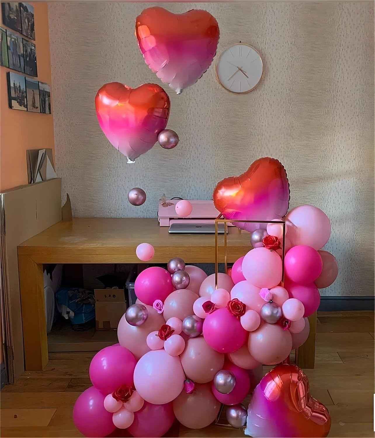 Gradient Pink Heart Shaped balloons Pack of 10,18 Inch Love Valentine Balloons Heart Romantic Balloons For Valentines Day Propose Marriage Wedding Bridal Shower Engagement Party Decorations