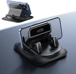 360 degree rotation car phone holder with anti-slip grips and one-hand operation