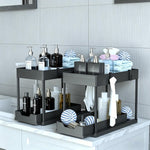 DEKAVA Under Sink Organizer 2 Pack, Bathroom Cabinet Organizer, 2 Tier Sliding Cabinet Basket