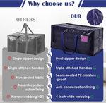 6 Pack Moving Bags Heavy Duty 210GSM with Full-Open Side Zipper for College Dorm Move-In
