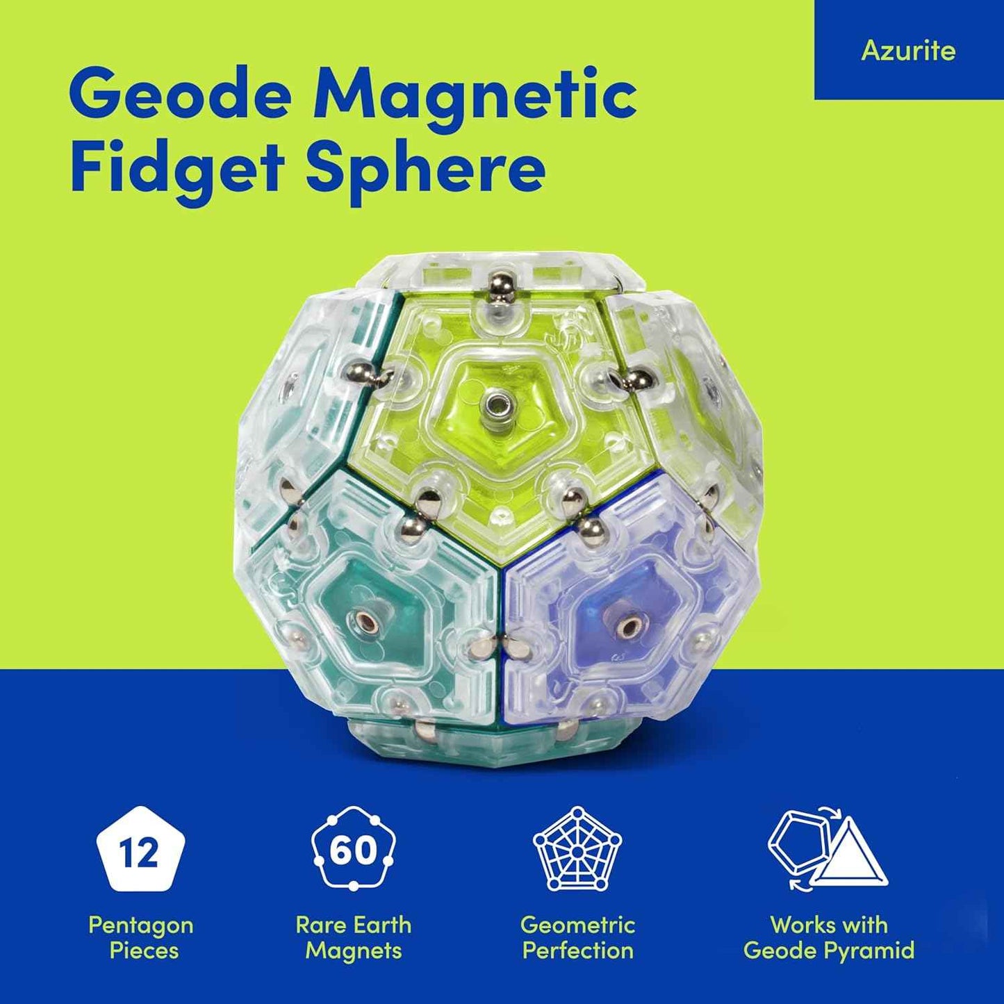 Speks Geode Magnetic Fidget Toy | Sensory Desk Toy for Adults & Teens 14+ | Stress Relief Gift | Sphere, Cool
