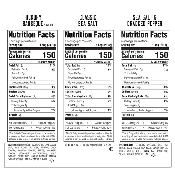 Boulder Canyon Avocado Oil Kettle Style Potato Chips Variety Pack, 18 Count, Gluten-Free, Non-GMO