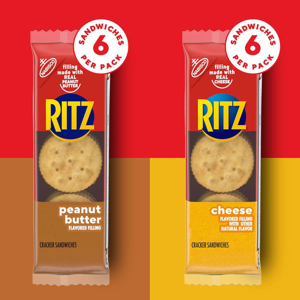 RITZ Peanut Butter and Cheese Sandwich Crackers Variety Pack, 32 Snack Packs