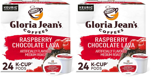 Gloria Jean's Coffees Raspberry Chocolate Lava Single-Serve Keurig K-Cup Pods Flavored Medium Roast Coffee 24 Count