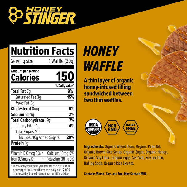 Organic Honey Waffle Energy Stroopwafel for Exercise and Performance