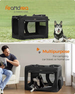 feandrea 40 inches collapsible soft dog crate black portable travel dog crate with safety zippers