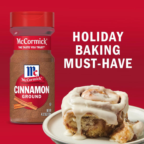 McCormick Ground Cinnamon, 18 oz, premium quality, non GMO, aged up to 15 years, sweet and savory dishes