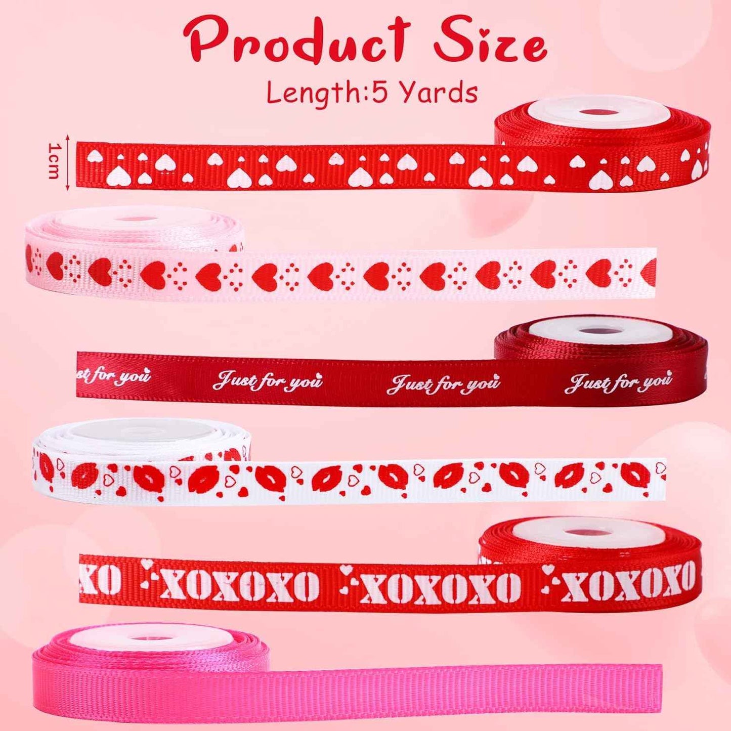 SANNIX 18 Rolls 90 Yards Valentine’s Day Ribbons Printed Grosgrain Satin Ribbons 3/8″ Wide DIY Craft Fabric for Valentines Wedding Anniversary Decorations Gift Wrapping