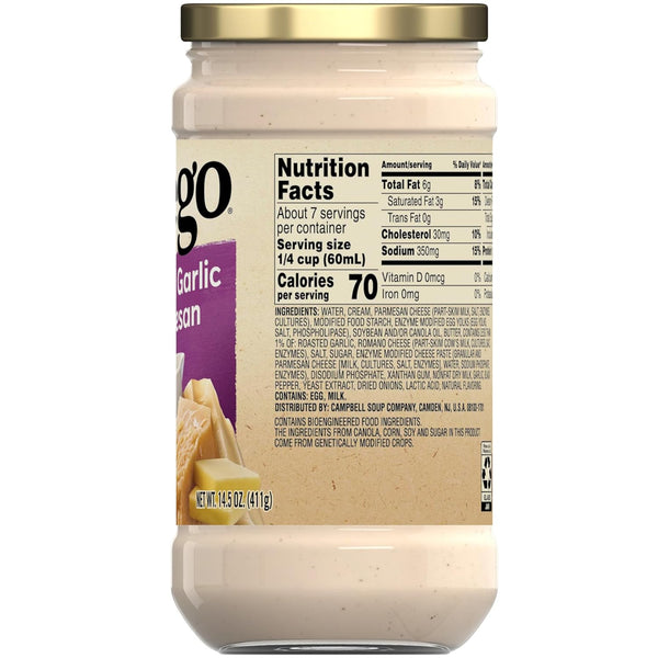 Prego Alfredo Sauce with Roasted Garlic and Parmesan, 14.5 oz Jar