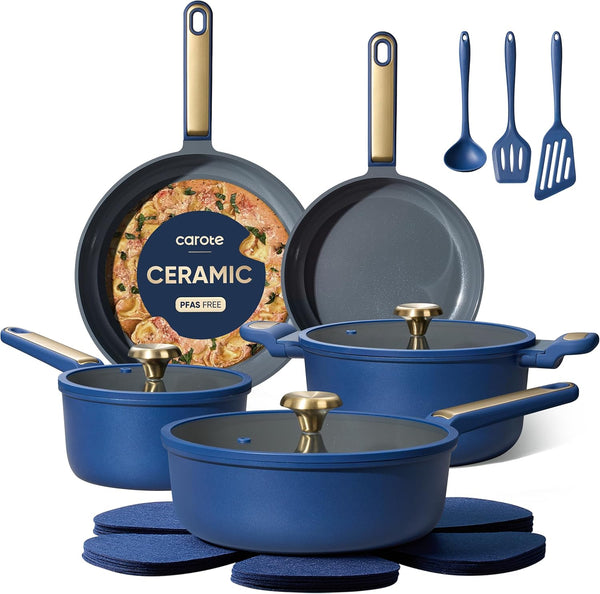 CAROTE 16-piece Non-Stick Cookware Set for Induction Cooktops