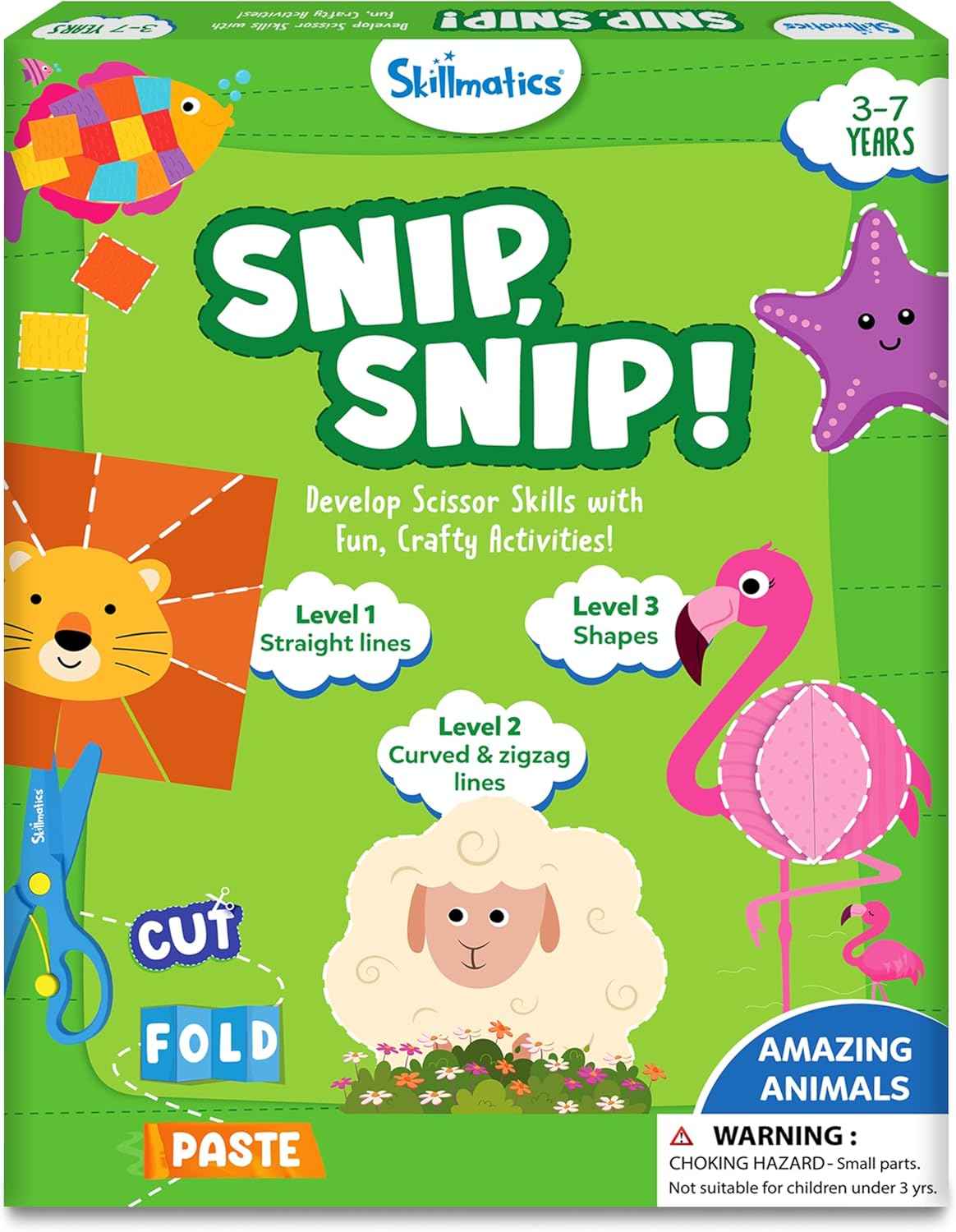 Skillmatics Scissor Skills Activity Book - Snip Snip, Stocking Stuffers, 25 Fun Cutting & Creative Activities, Fine Motor Skills, Felt Craft Kit, Christmas Gifts for Kids Ages 3, 4, 5, 6, 7