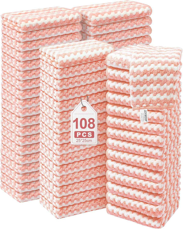 JOYMOOP 18 Pack Microfiber Cleaning Cloth, Kitchen Towels for Dish Drying Washing, Absorbent Streak Free Lint Free Rags for Cleaning, Reusable and Washable Towels - 10" x 10"
