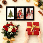 decorUhome Triple 4x6 Picture Frame Vertical, Engineered Wood Trifold Photo Frame with Plexiglass for Tabletop Display, 4x6, Black