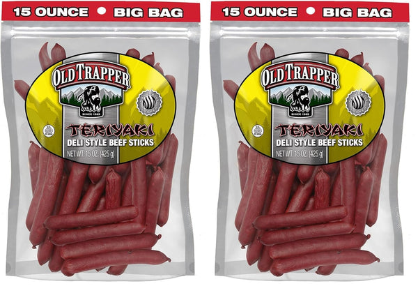 Old Trapper Original Deli-Style Beef Sticks, 15-Ounce Package, Perfect for On-the-Go Snacking