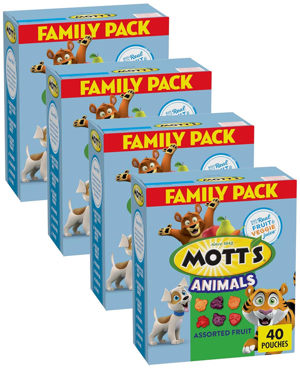 Mott's Fruit Flavored Snacks, Animals Assorted Fruit, Gluten Free, Family Pack, 40 Ct, 32 oz